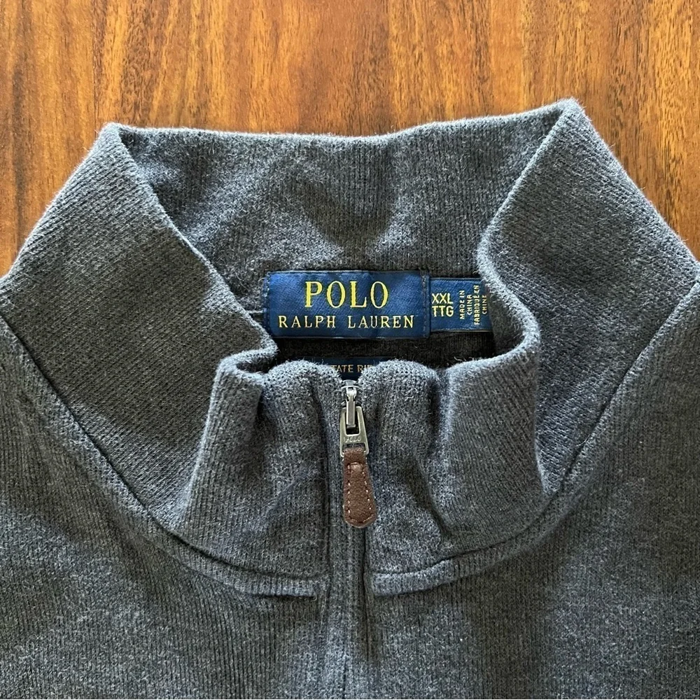 Polo Ralph Lauren Estate-Rib Quarter-Zip Pullover Gray size XXL